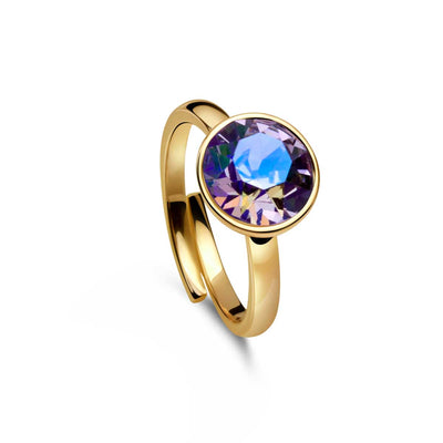 Ring 925 Silber violett verstellbar#oberflache_vergoldet