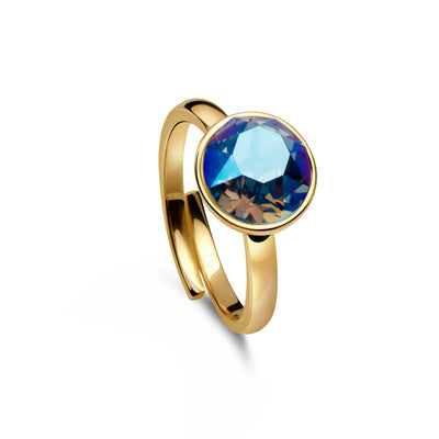 Ring 925 Silber blau verstellbar saphir#oberflache_vergoldet