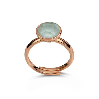 Ring 925 Silber grün pastell verstellbar#oberflache_rosevergoldet