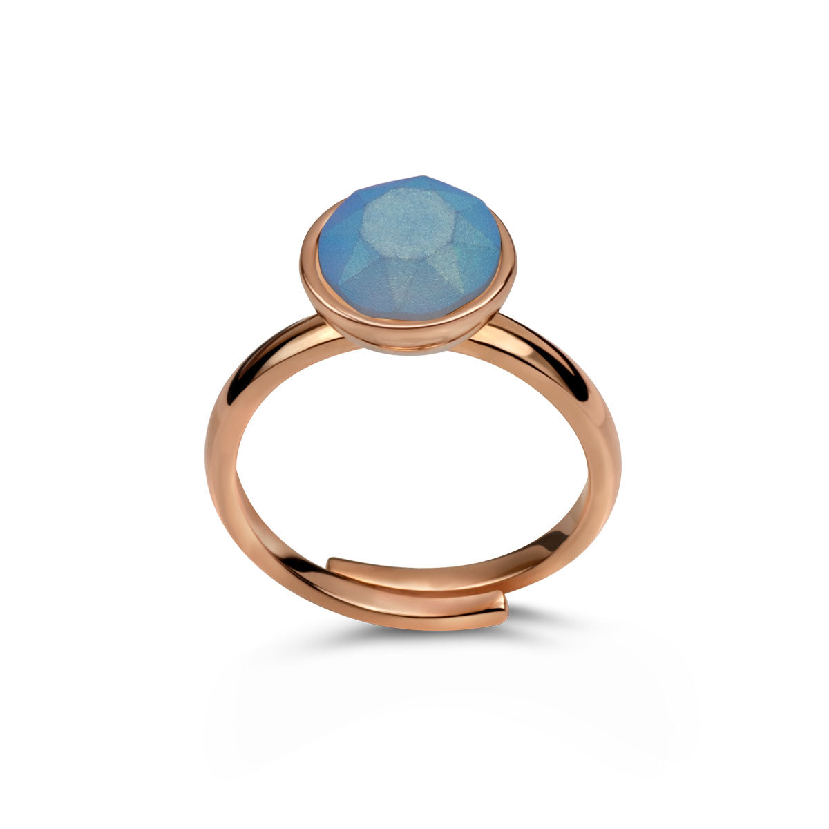 Ring 925 Silber opal blau verstellbar#oberflache_rosevergoldet