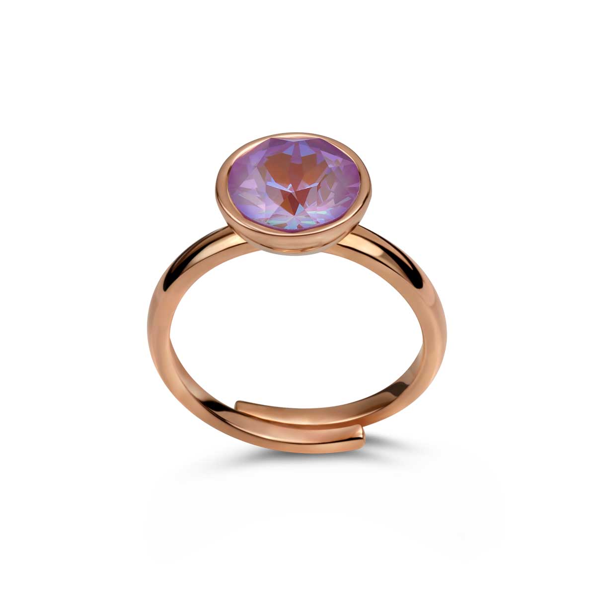 Ring 925 Silber violett lila verstellbar#oberflache_rosevergoldet