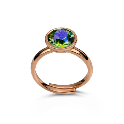 Ring 925 Silber peridot grün verstellbar#oberflache_rosevergoldet