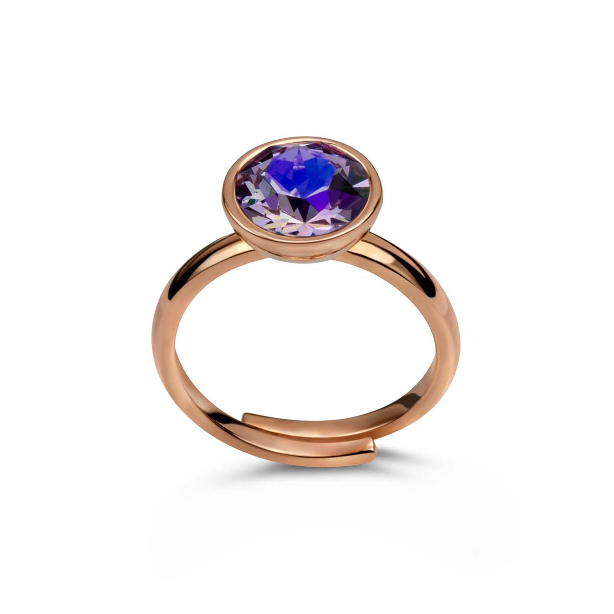Ring 925 Silber violett verstellbar#oberflache_rosevergoldet