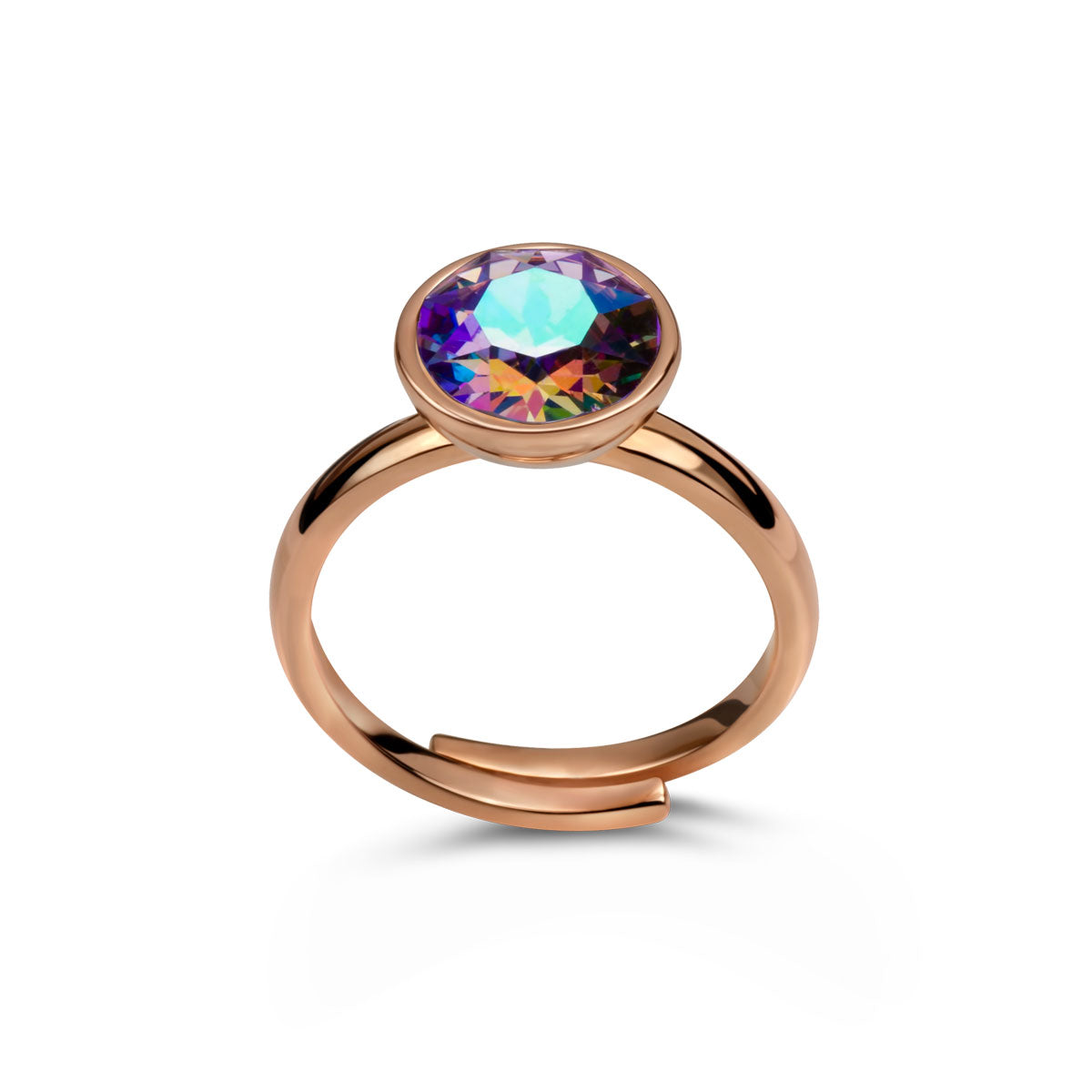 Ring 925 Silber violett verstellbar#oberflache_rosevergoldet