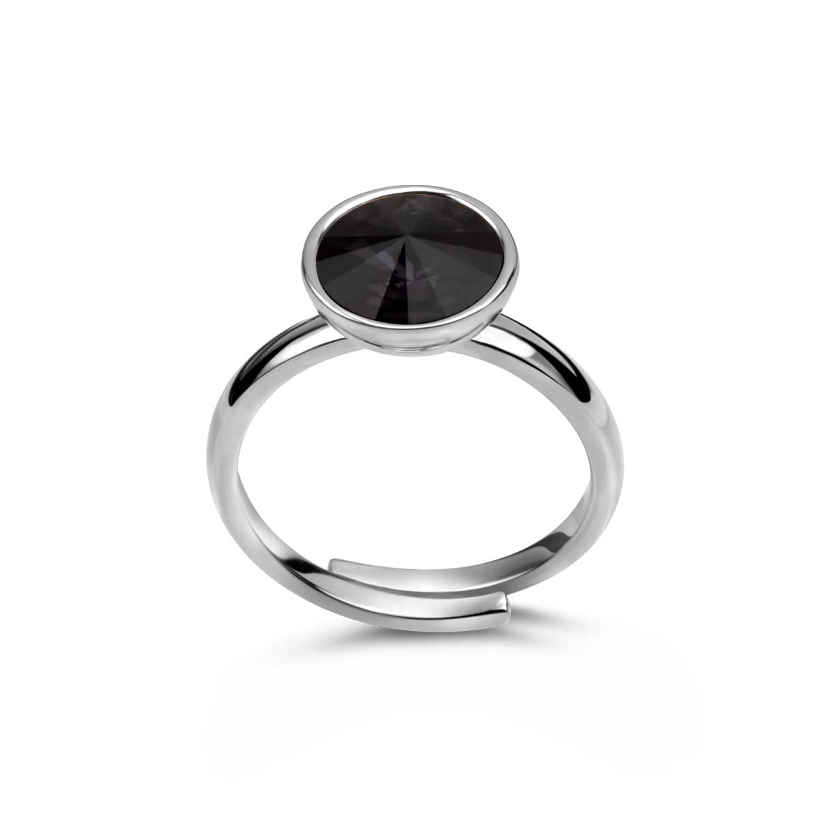 Ring 925 Silber schwarzer Zirkonia verstellbar#oberflache_silber