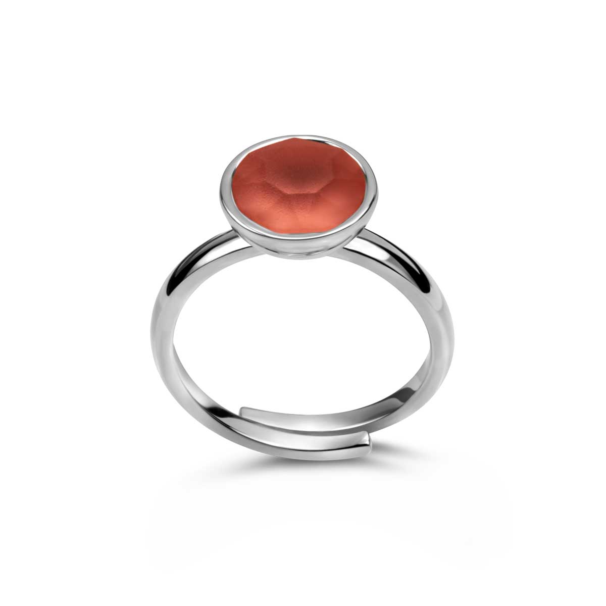 Ring 925 Silber orange rot verstellbar#oberflache_silber