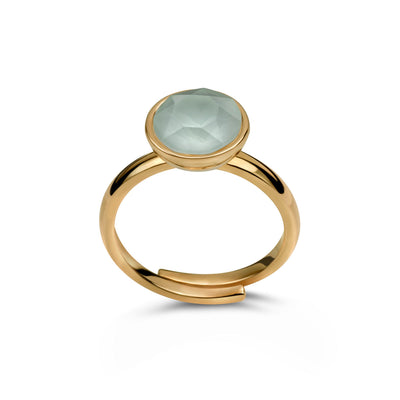 Ring 925 Silber grün pastell verstellbar#oberflache_vergoldet