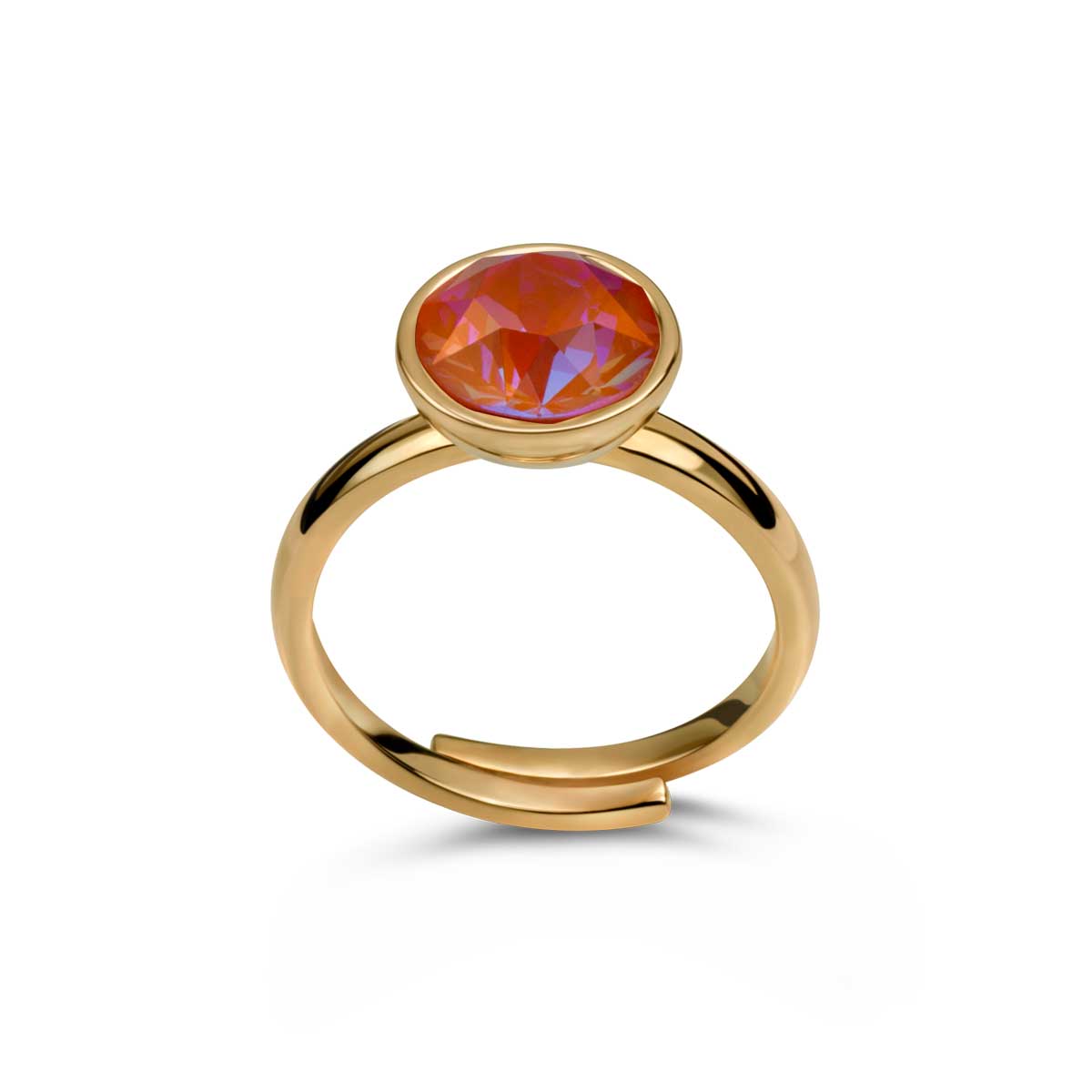 Ring 925 Silber orange rot verstellbar#oberflache_vergoldet