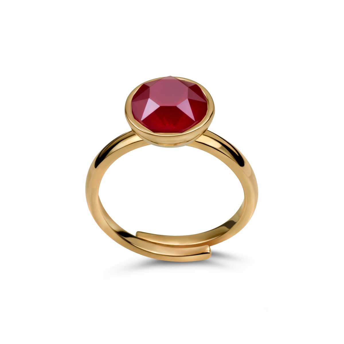 Ring 925 Silber rot verstellbar#oberflache_vergoldet