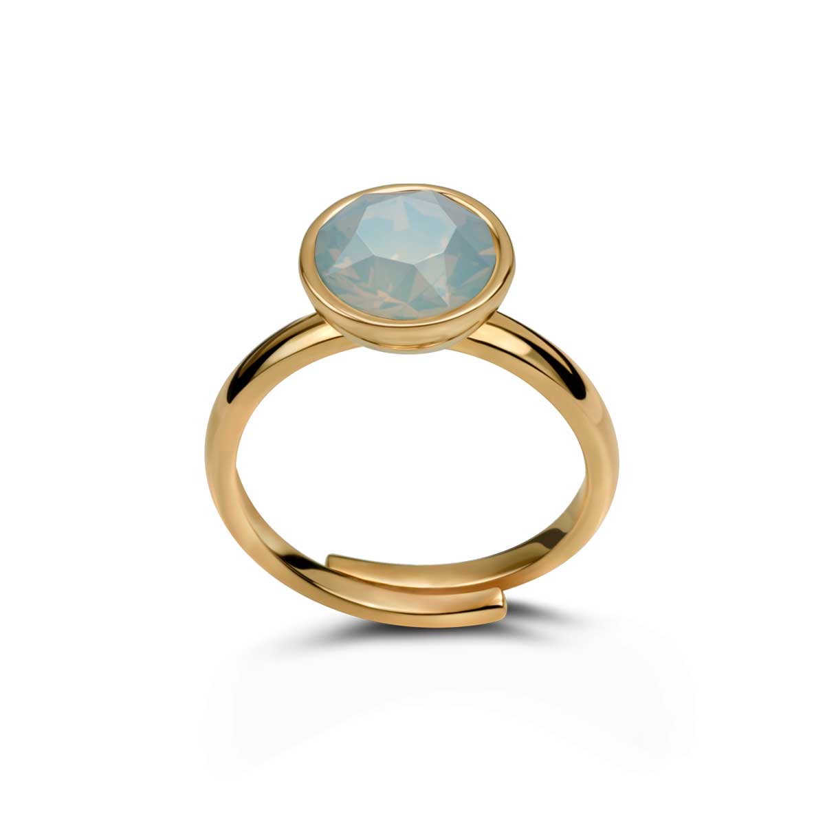 Ring 925 Silber Kristall opal verstellbar#oberflache_vergoldet